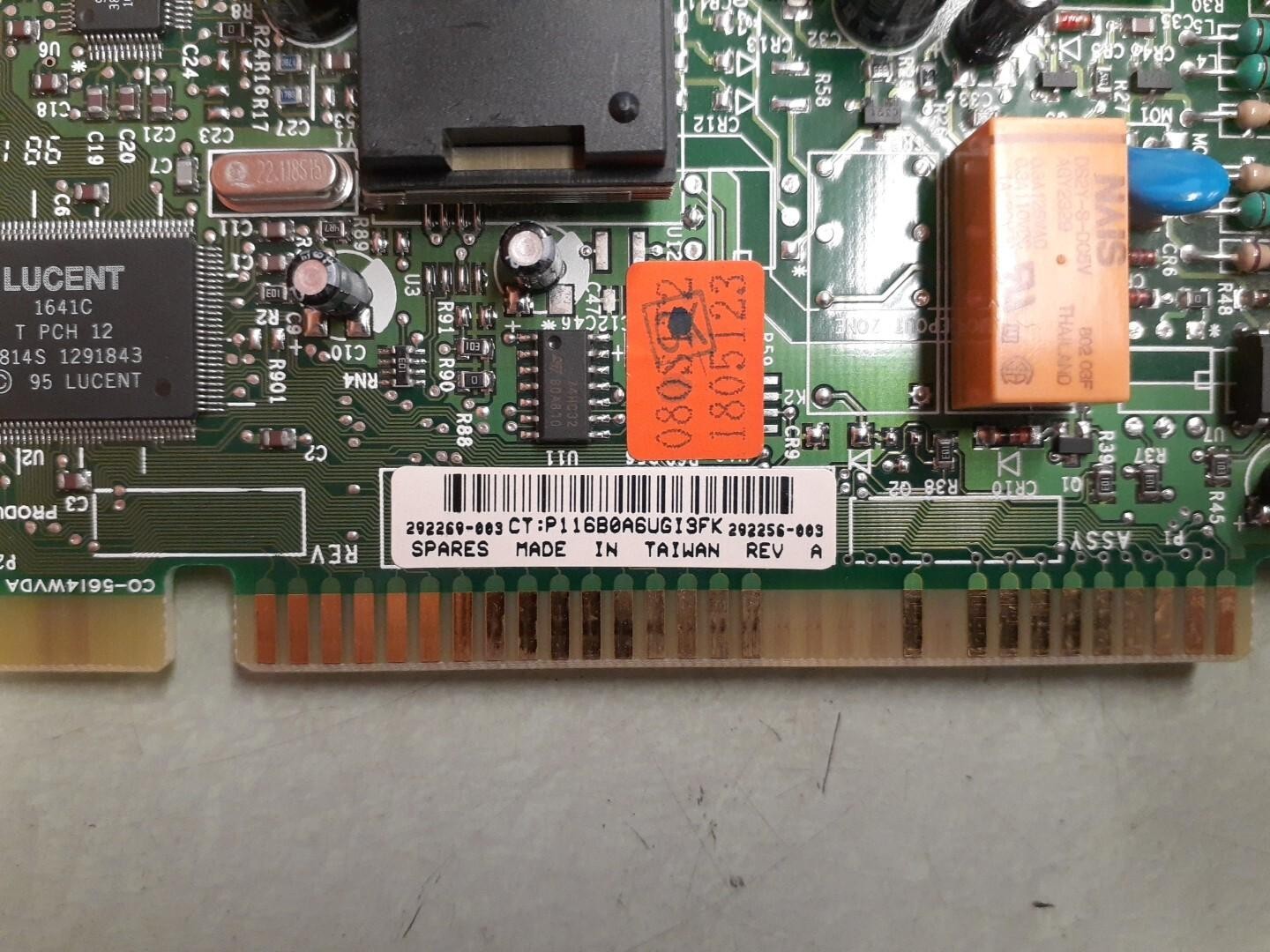 Compaq 292256-003 REV A ISA Modem Card 292269-003