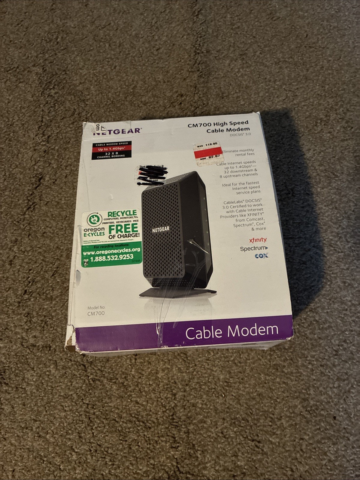 NETGEAR CM700 Cable Modem Black 1.4 GBPS 32 X 8 Channel Bonding