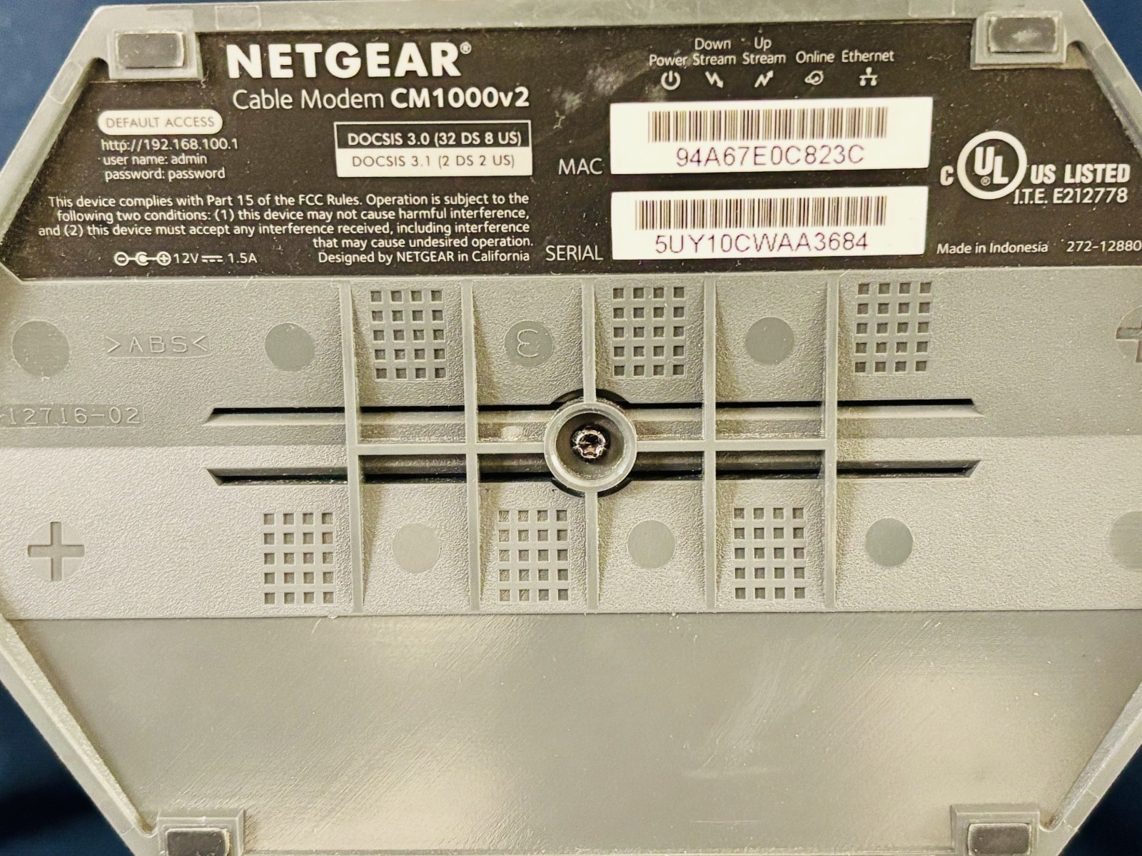 Netgear CM1000v2 DOCSIS 3.1 Cable Modem