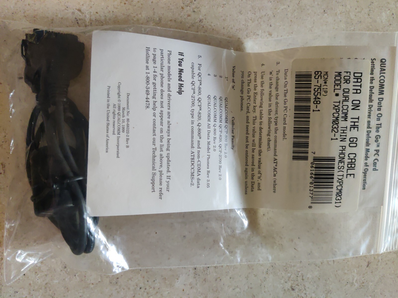 Qualcomm Data On The Go Fax/Modem PC Card 33.6 Kbps Retail Box NEW Open Box