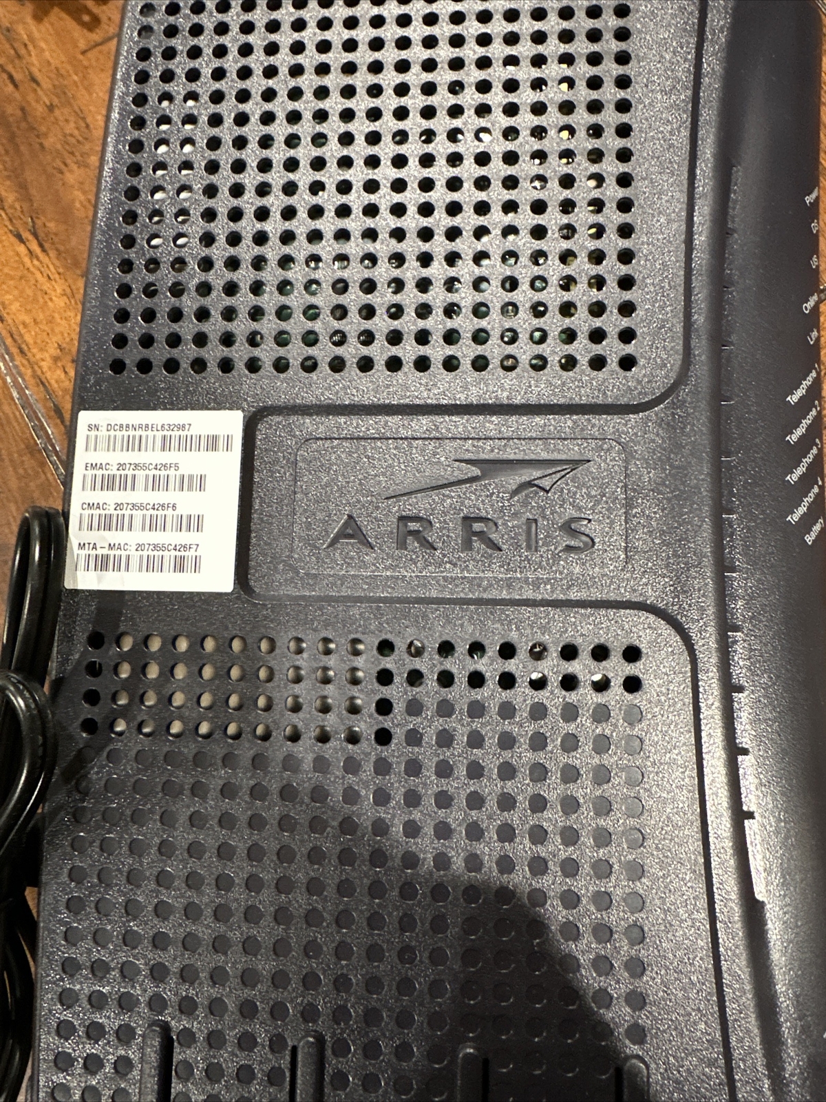 ARRIS TM604G Cable Touchstone Telephony Modem Model TM604G/CT L1-11 w Power cord