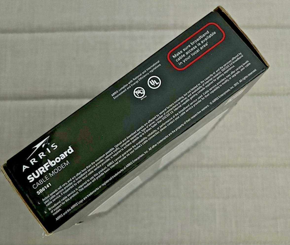NEW ARRIS SURFboard SB6141 DOCSIS 3.0 Cable Modem 8XFaster Than Docsis 2.0