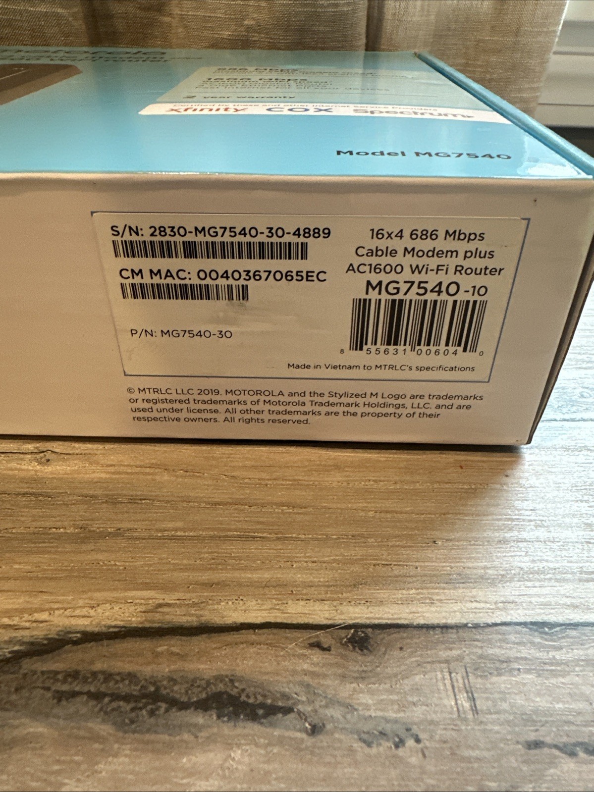 Motorola MG7540 16×4 Cable Modem Plus AC1600 Gigabit Router – NEW