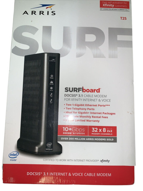 ARRIS T25 DOCSIS 3.1 Gigabit Cable Modem for Xfinity Internet & Voice – Black