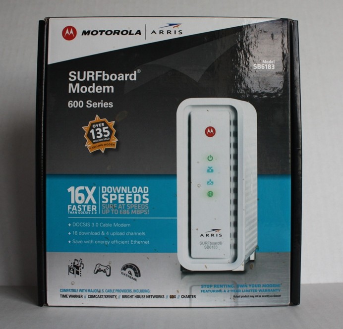 ARRIS Surfboard SB6183 DOCSIS 3.0 16×4 Gigabit Cable Modem, 686 Mbps NOB