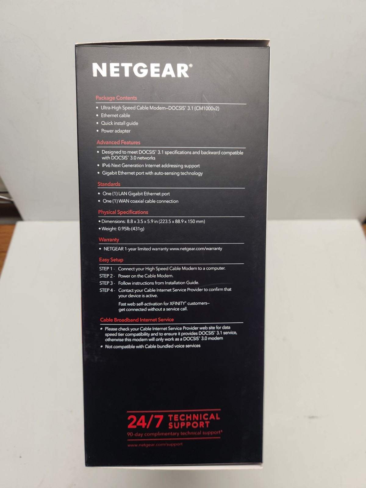 NETGEAR CM1000 DOCSIS 3.1 Gigabit Cable Modem CM1000-100NAS Xfinity