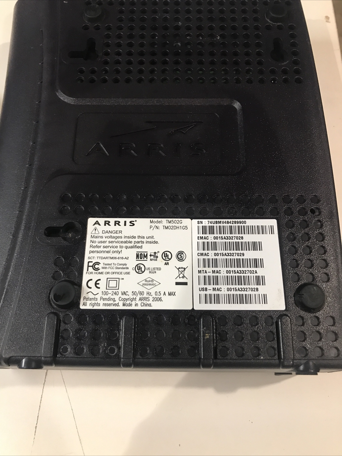 Arris Touchstone TM502G Telephony Modem