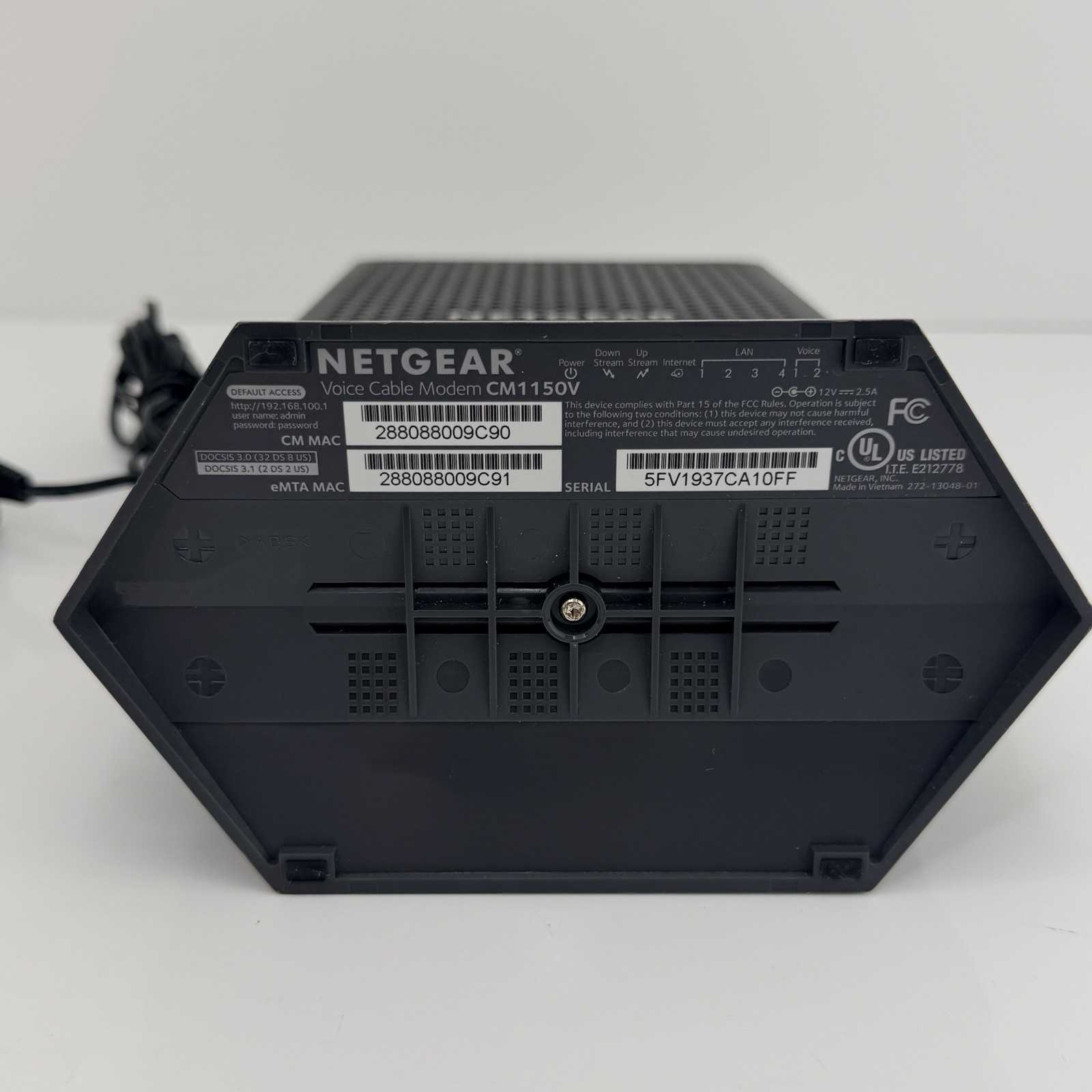 Netgear Nighthawk CM1150V Multi-Gig Cable Modem with Voice (DOCSIS 3.1)