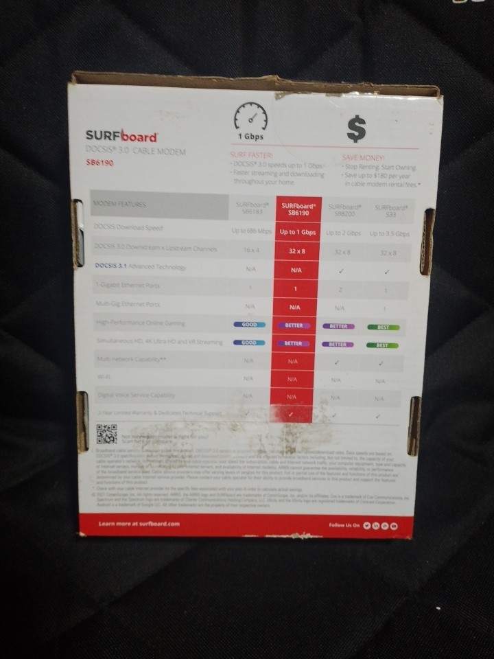 ARRIS Surfboard SB6190 Cable Modem White