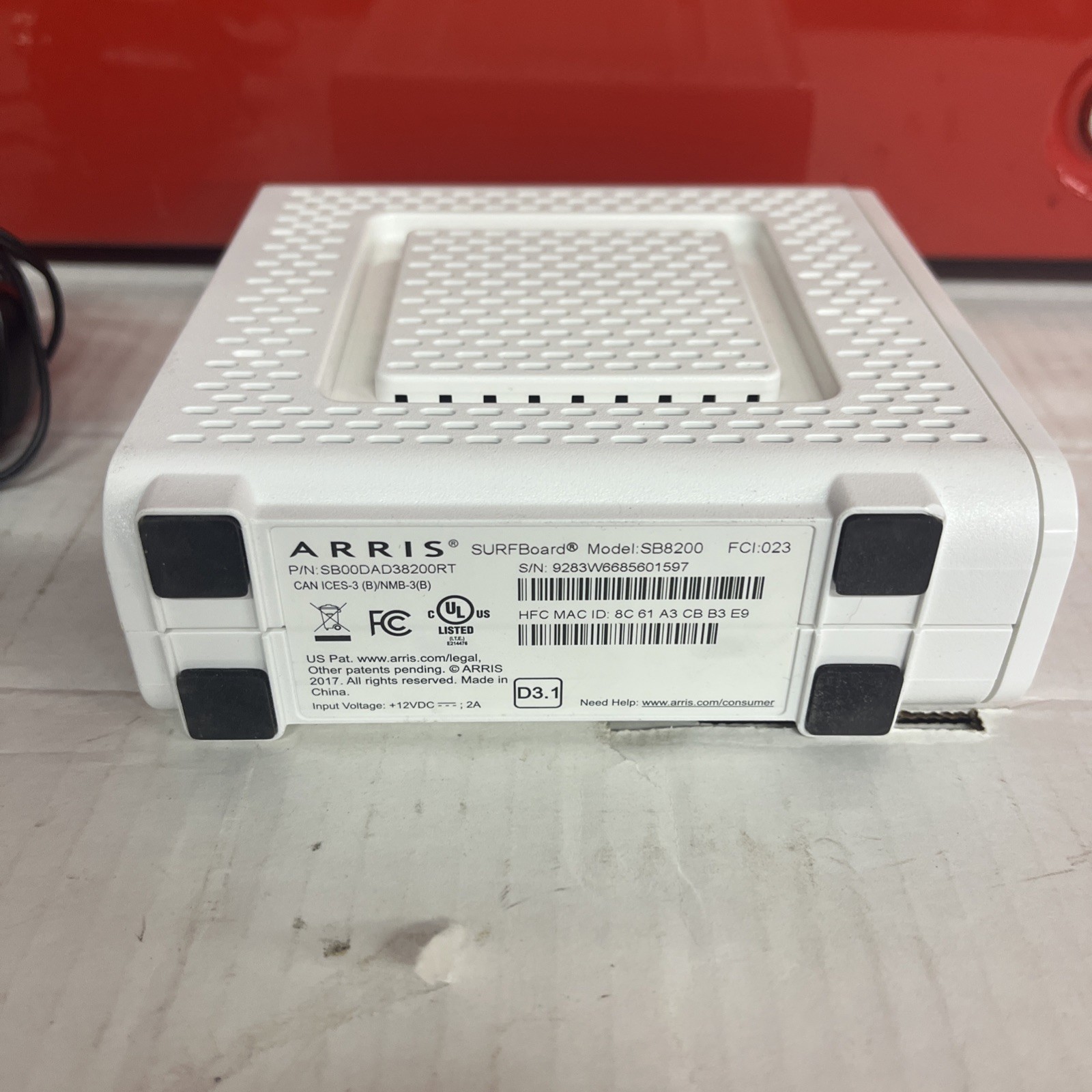 Arris Surfboard SB8200 Cable Modem DOCSIS 3.1 w/ Power AC Adapter