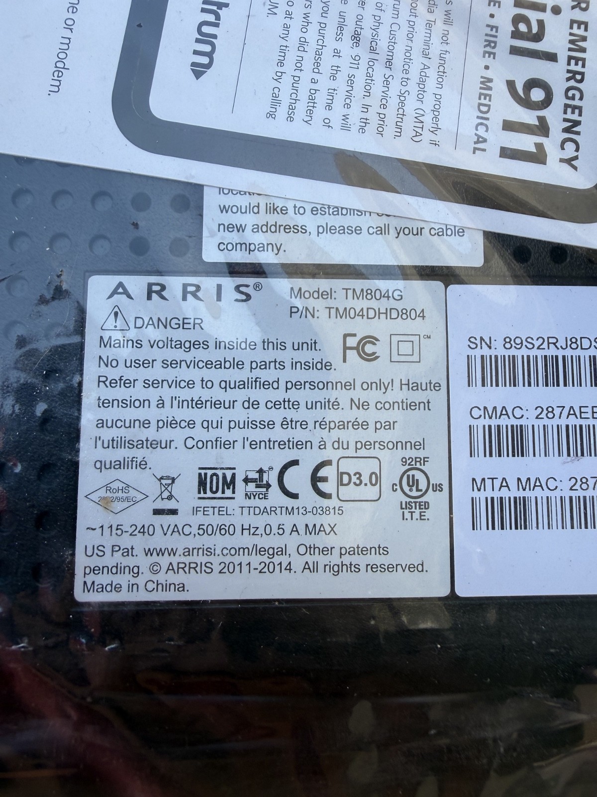 ARRIS TM804G TOUCHSTONE BLACK MODEM TM04DHD804 brand NEW yt19