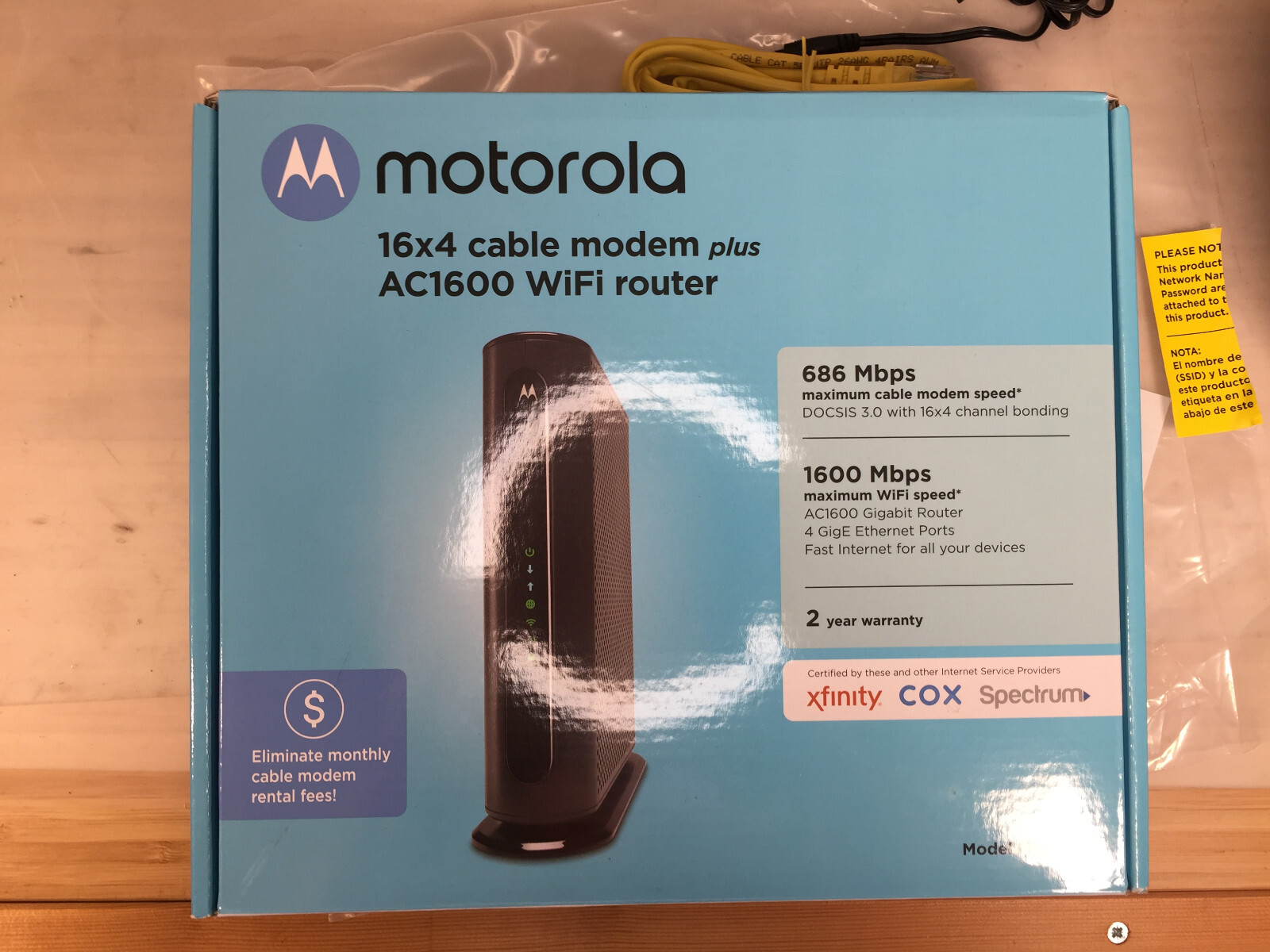 Motorola MG7540 16×4 DOCSIS 3.0 686 Cable Modem WiFi Router Xfinity Cox Spectrum