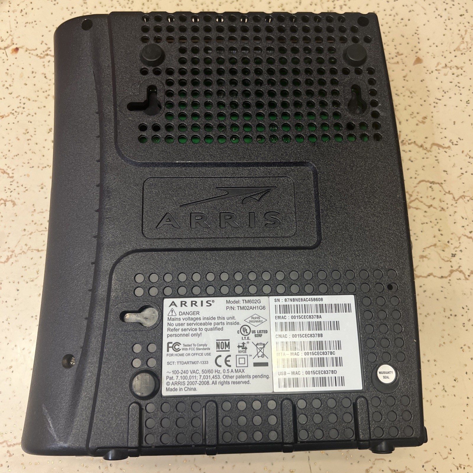 ARRIS TM602G Cable Touchstone Telephony Modem – Model TM602G