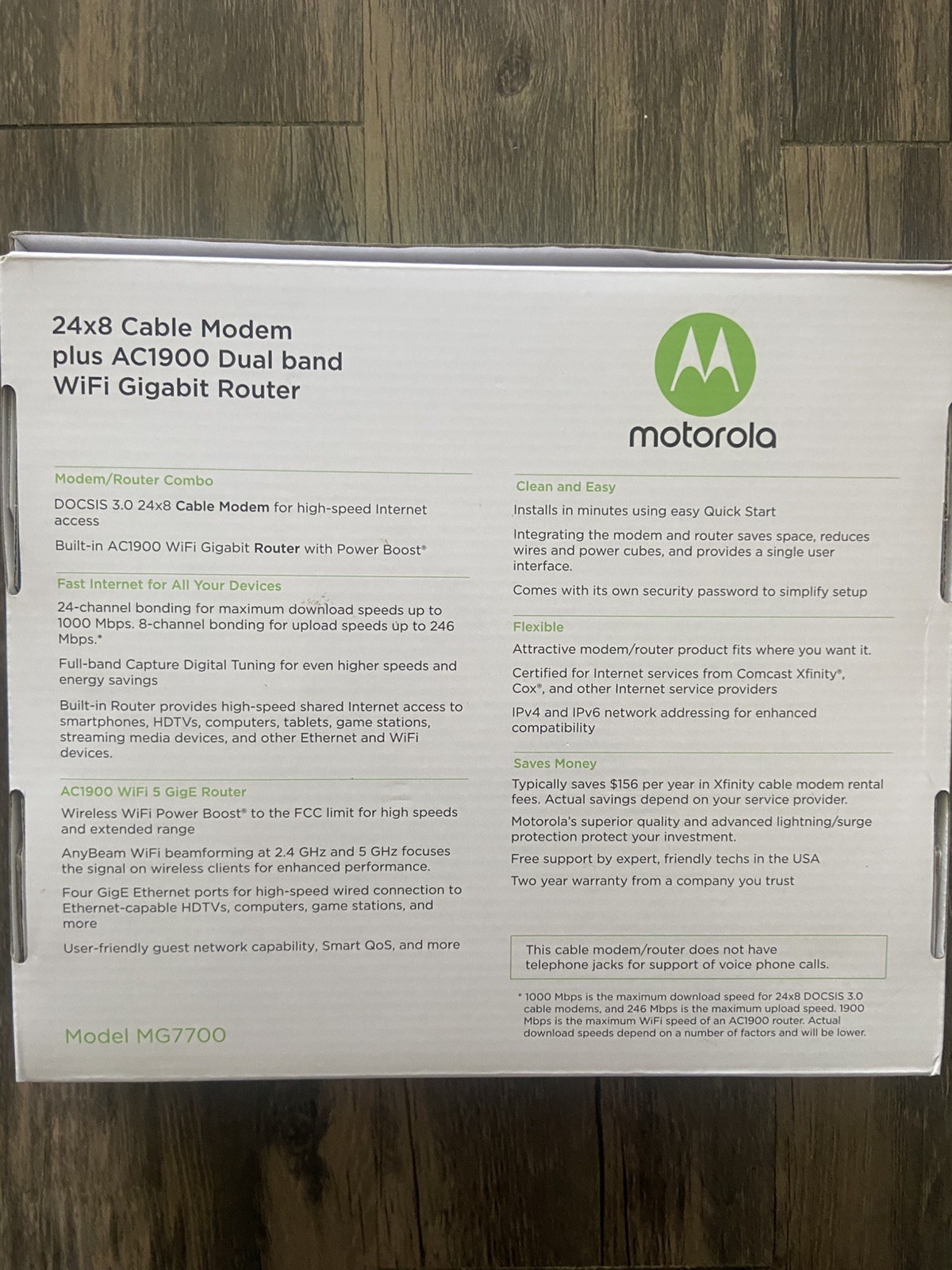 Motorola MG7700 AC1900 Dual-Band DOCSIS 3.0 Cable Modem Router
