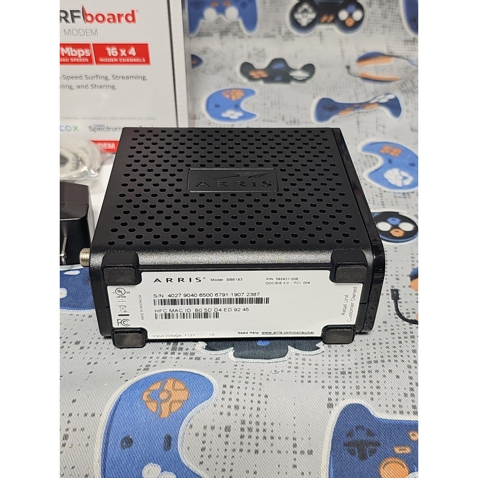 ARRIS SURFboard SB6183 DOCSIS 3.0 Cable Modem for Spectrum, COX, Xfinity TESTED