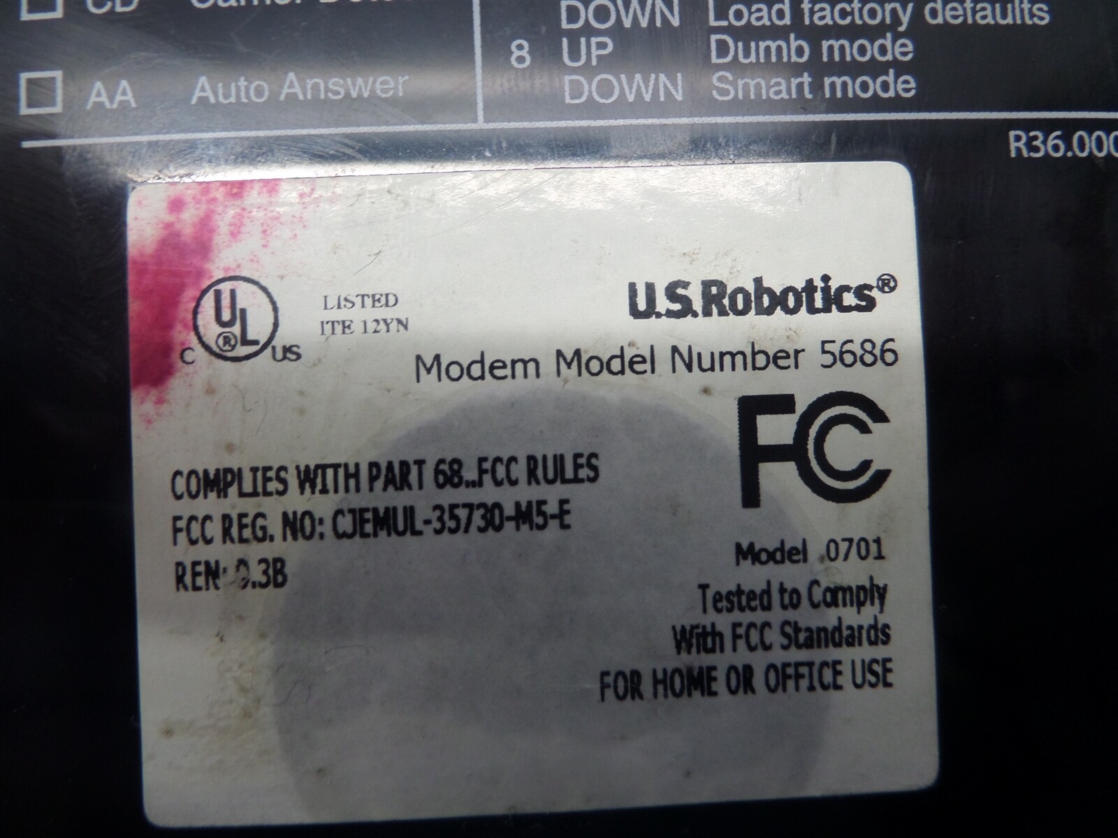 US Robotics 56K V.92 Fax Modem 5686 64-005686-05