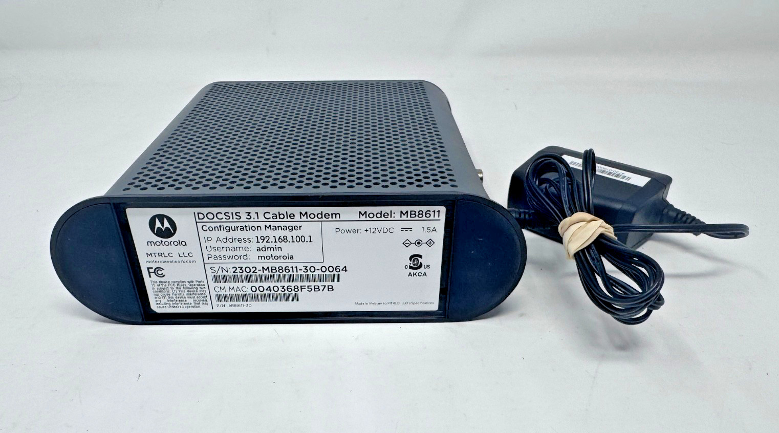 Motorola MB8611 DOCSIS 3.1 Cable Modem 1 Gbps 2.5G Ethernet