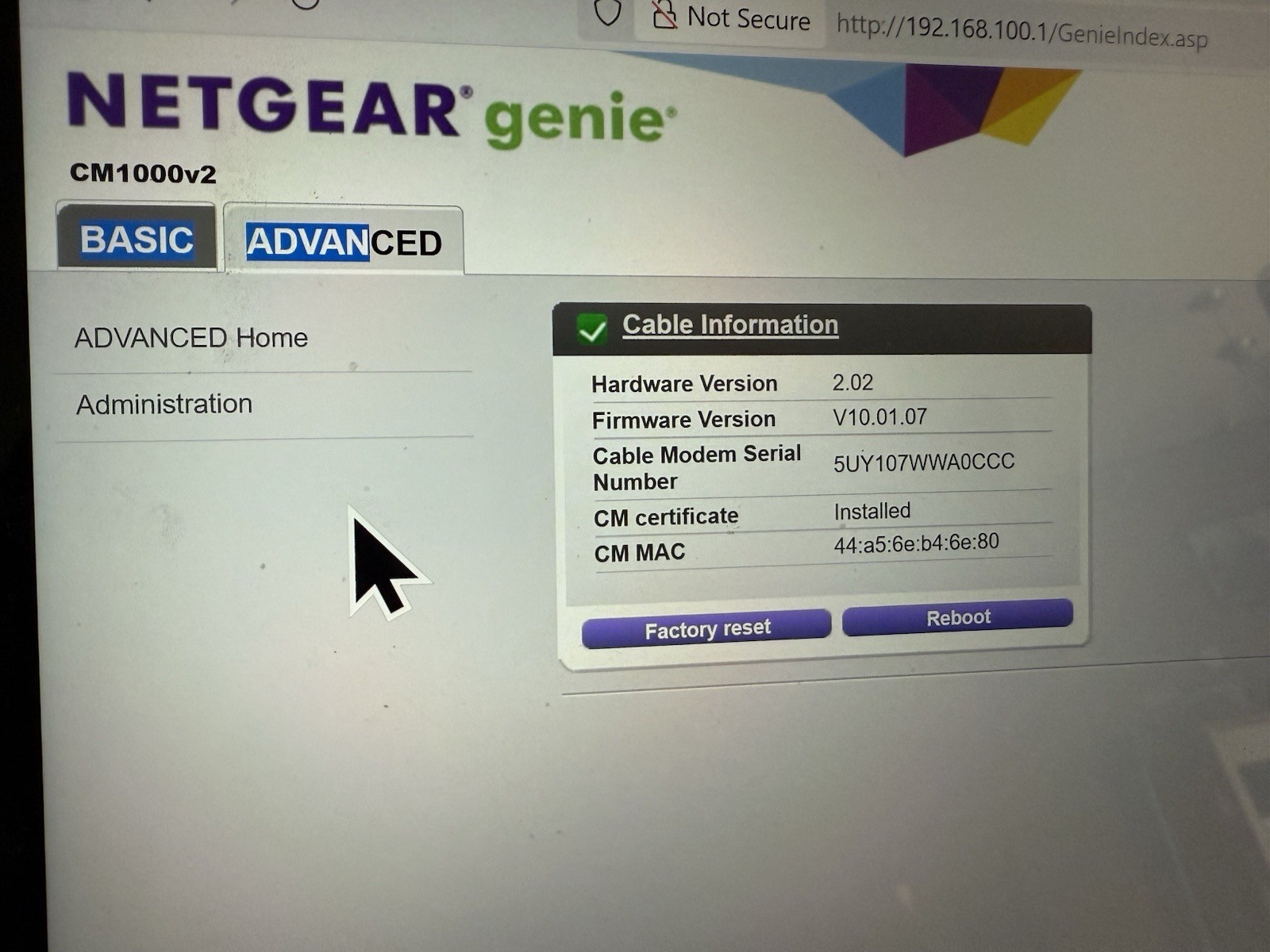NETGEAR CM1000 CM1000V2 Nighthawk DOCSIS 3.1 Cable Modem