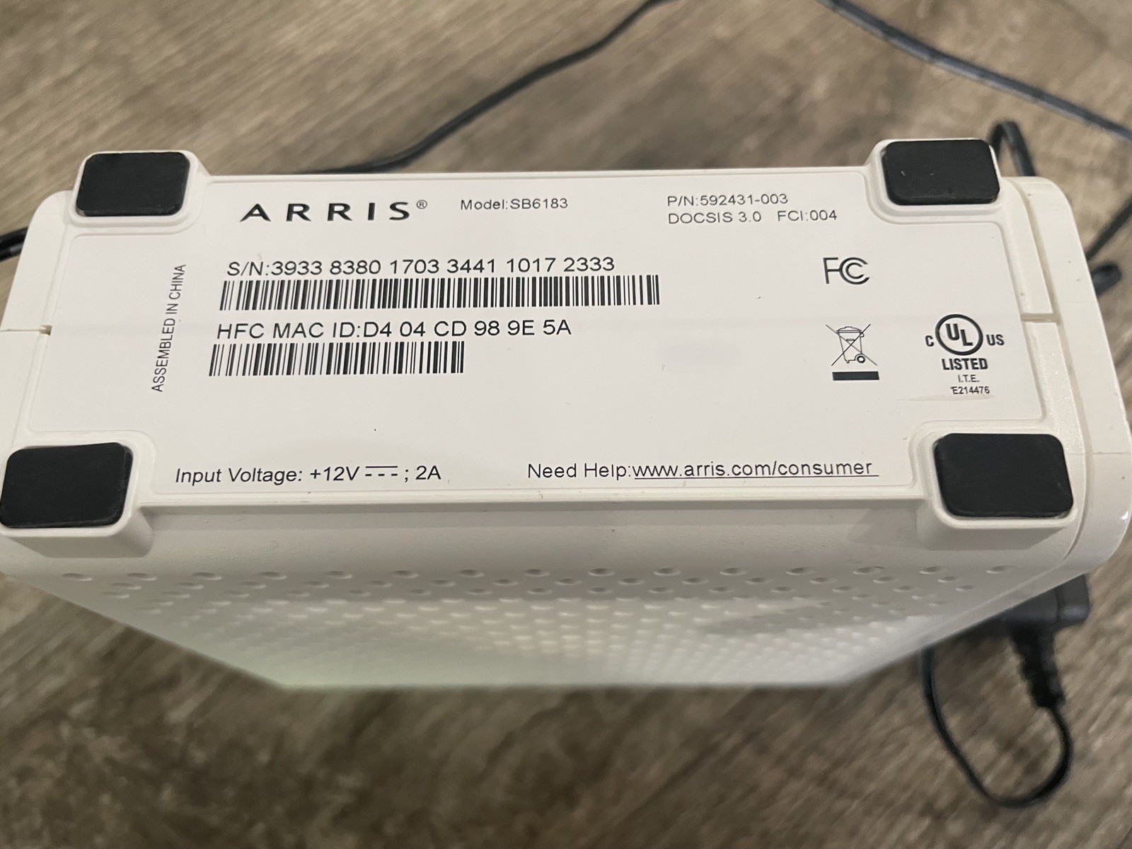 ARRIS SURFboard SB6183 Cable Modem Excellent Condition