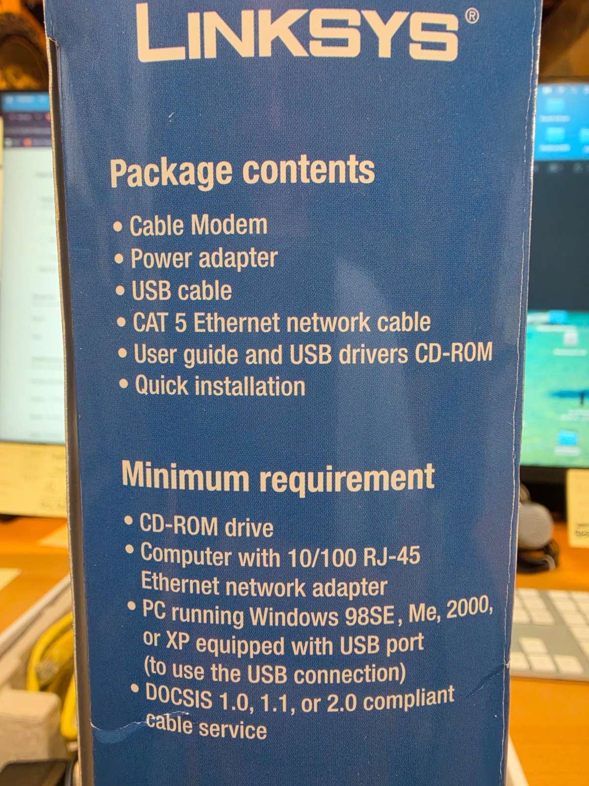 LINKSYS CISCO CM100 DOCSIS 2.0 CABLE MODEM COMPLETE IN BOX w/CD CABLES MANUAL