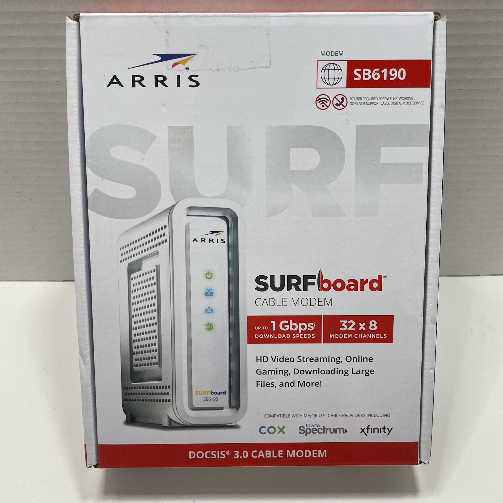 ARRIS SURFboard SB6190 32 x 8 DOCSIS 3.0 Cable Modem – White