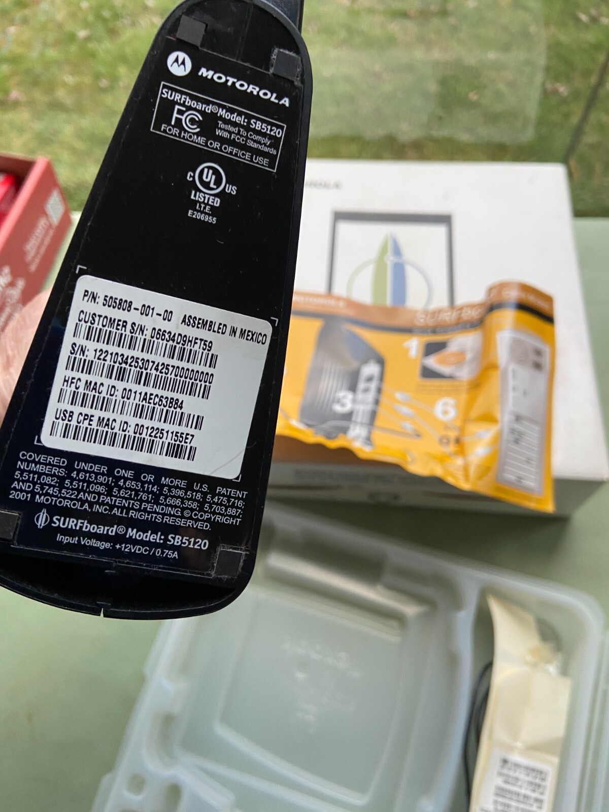 MOTOROLA SURFBOARD CABLE MODEM MODEL SB5120 W POWER CORD BOXED
