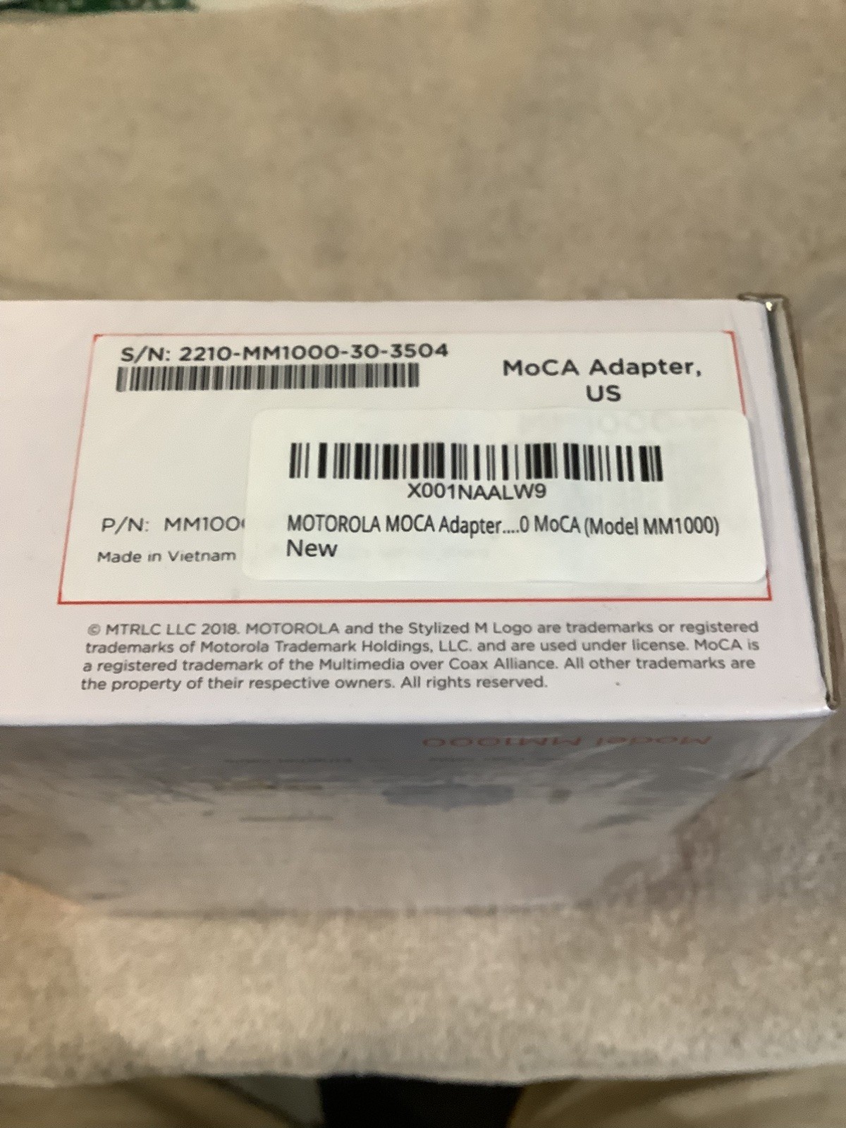 Motorola MOCA/MM1000 Adapter’s for Ethernet Over Coax Bonded 2.0 NEW SEALED