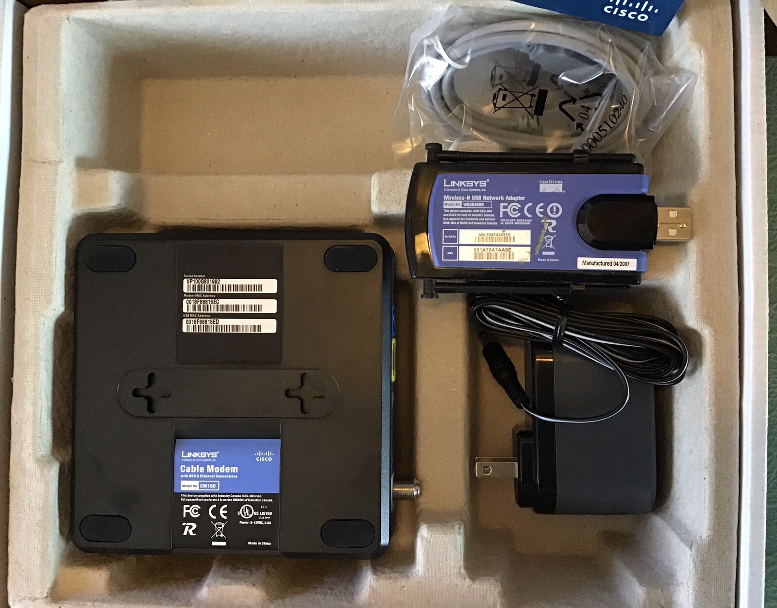 NOS NEW Cisco Linksys CM100 Cable Modem With USB & Ethernet Home Office Internet