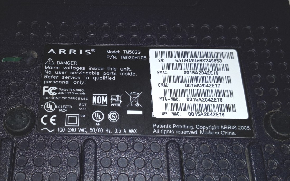 Arris TM502G Cable Modem