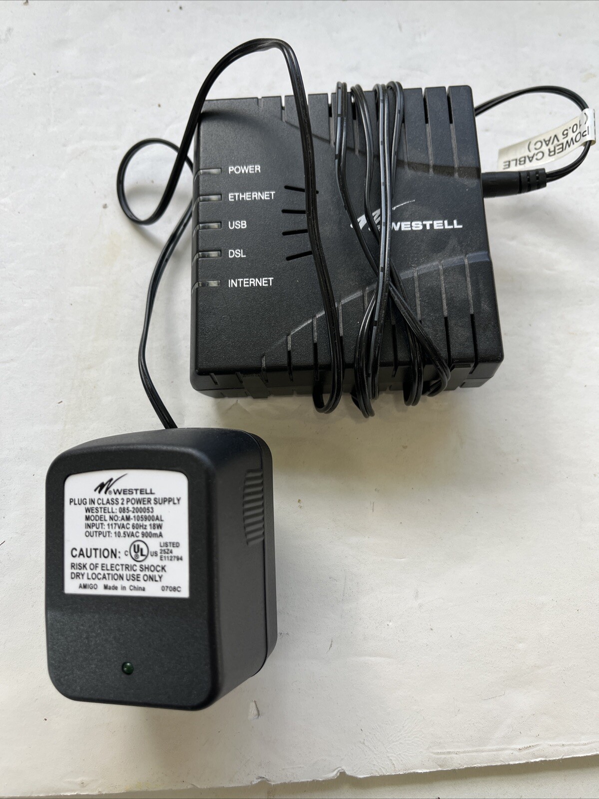 WESTELL DSL MODEM WITH POWER SUPPLY ~ MODEL #: E90-610014-06