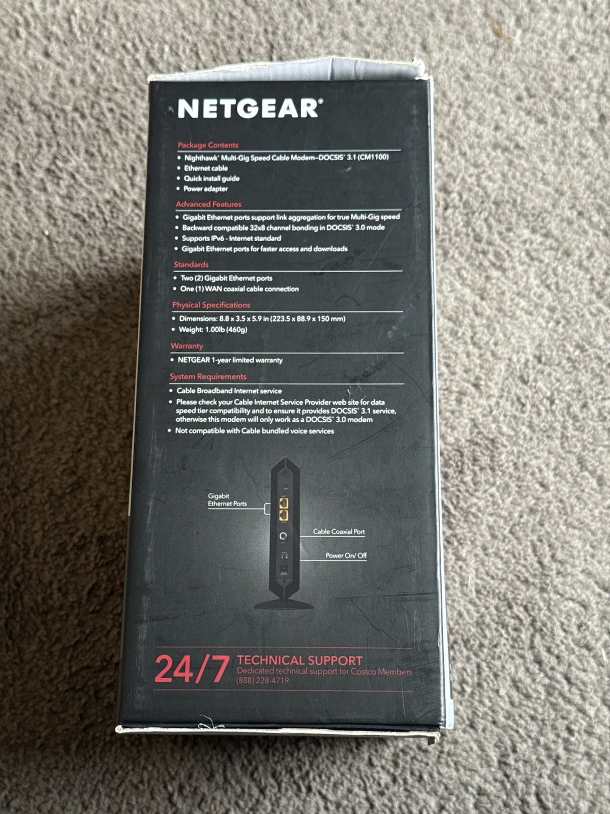 NETGEAR Nighthawk CM1100 Multi-Gig Speed Cable Modem Black