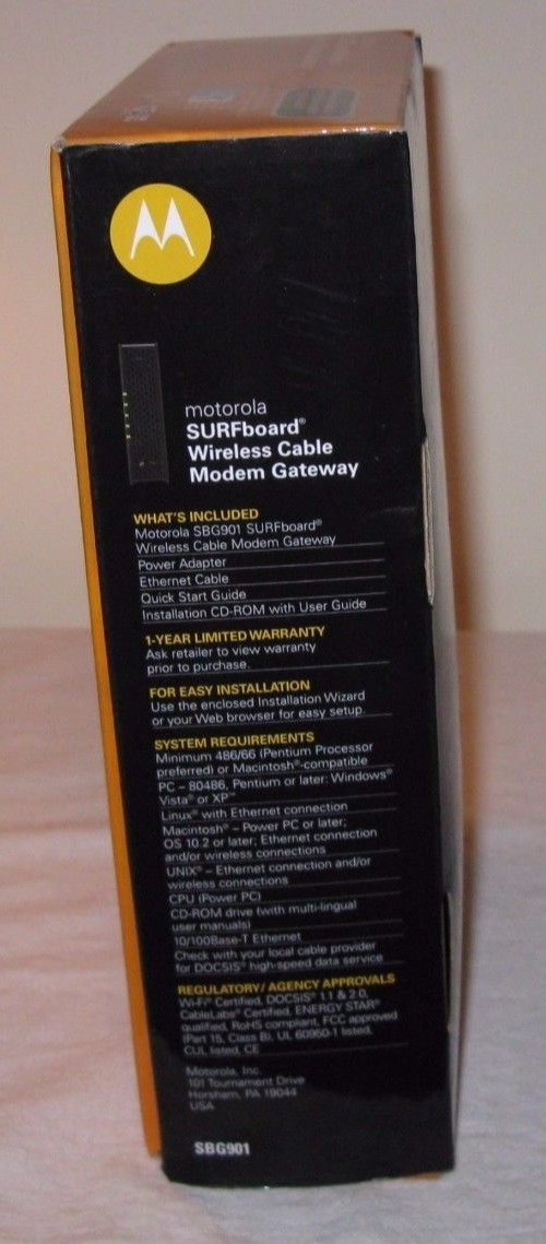 Motorola SURFboard (SBG901) 30.72 Mbps Modem, Tested, Works, Comes with Cables