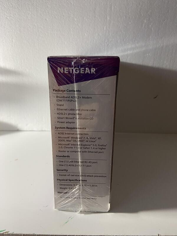 Netgear Broadband ADSL2+ Modem – DM111PSP with Power Supply In Box(New Sealed)