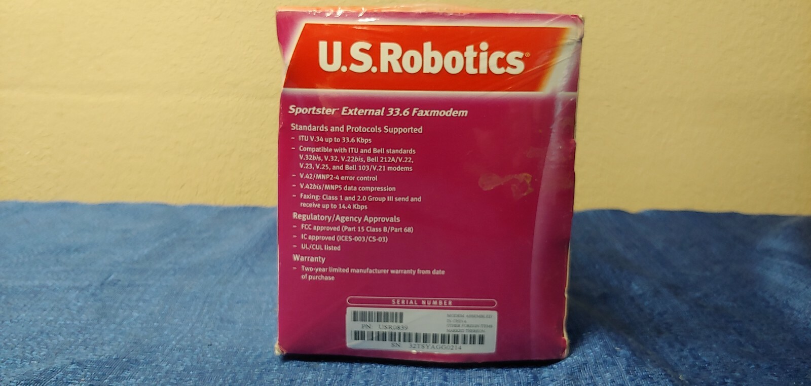New US Robotics Sportster External 33.6Kbps Faxmodem – Model No 0839