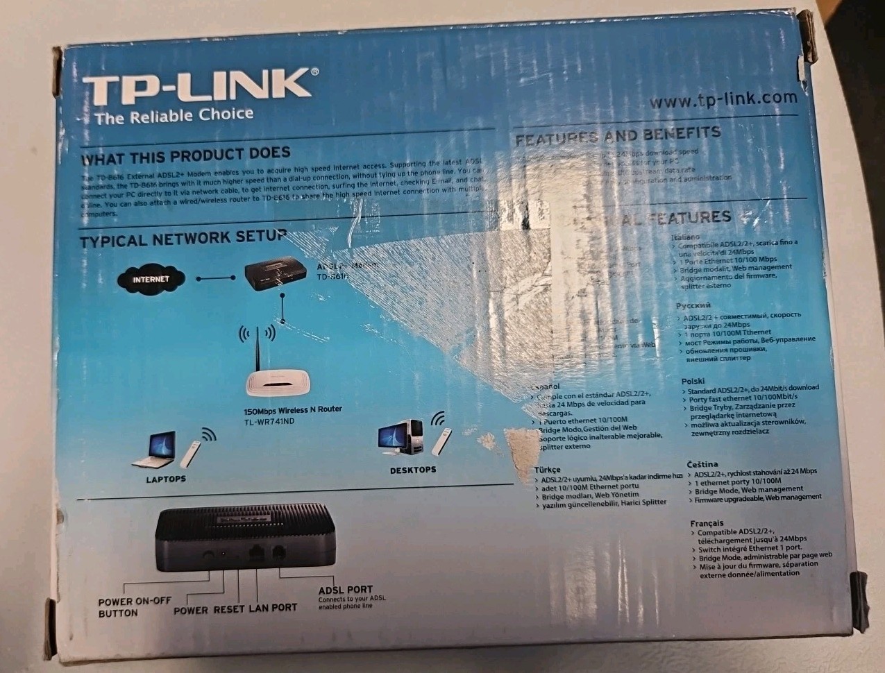 TP-Link TD-8616 ADSL2+ Modem High Speed Broadband 24Mbps RJ45 – Brand New