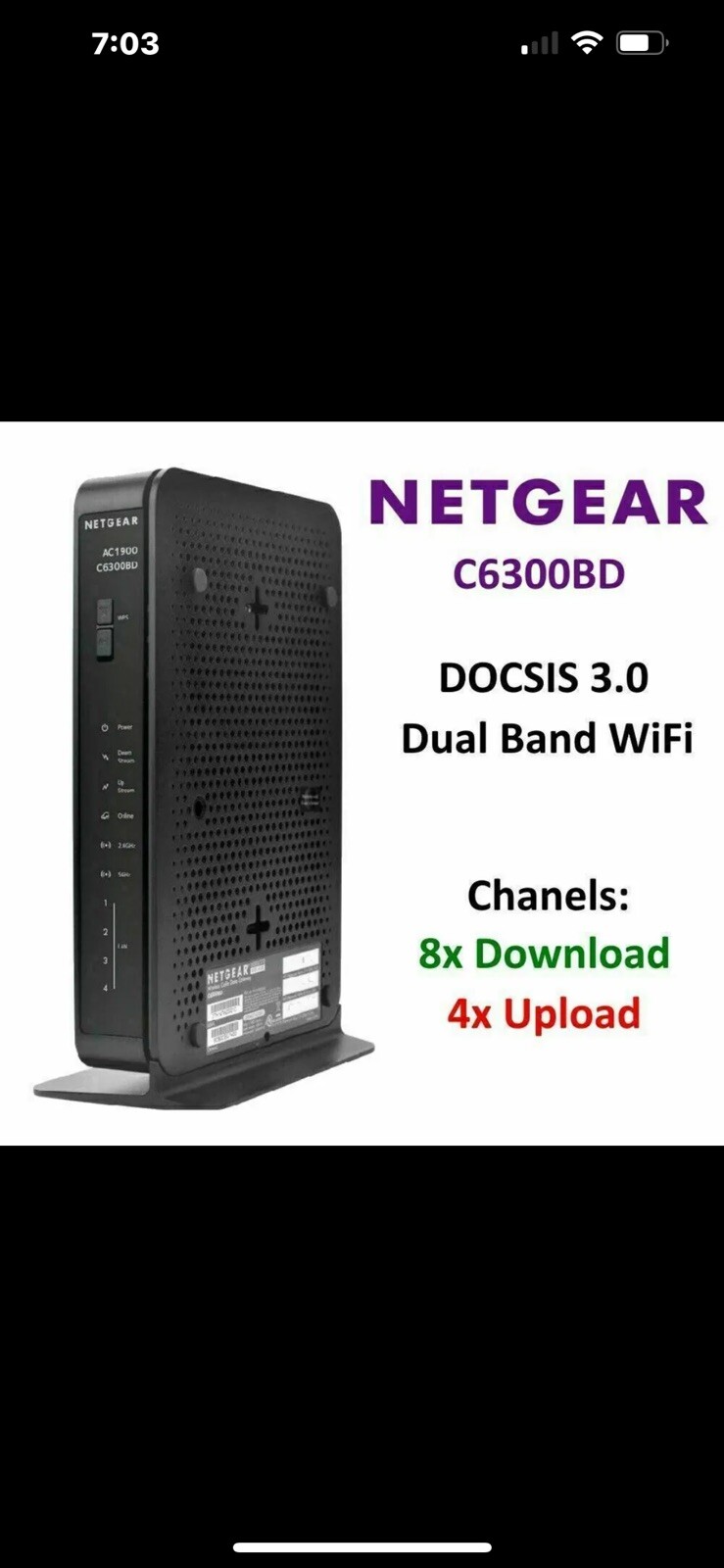 NETGEAR C6300BD DOCSIS 3.0 AC1900 Data Gateway