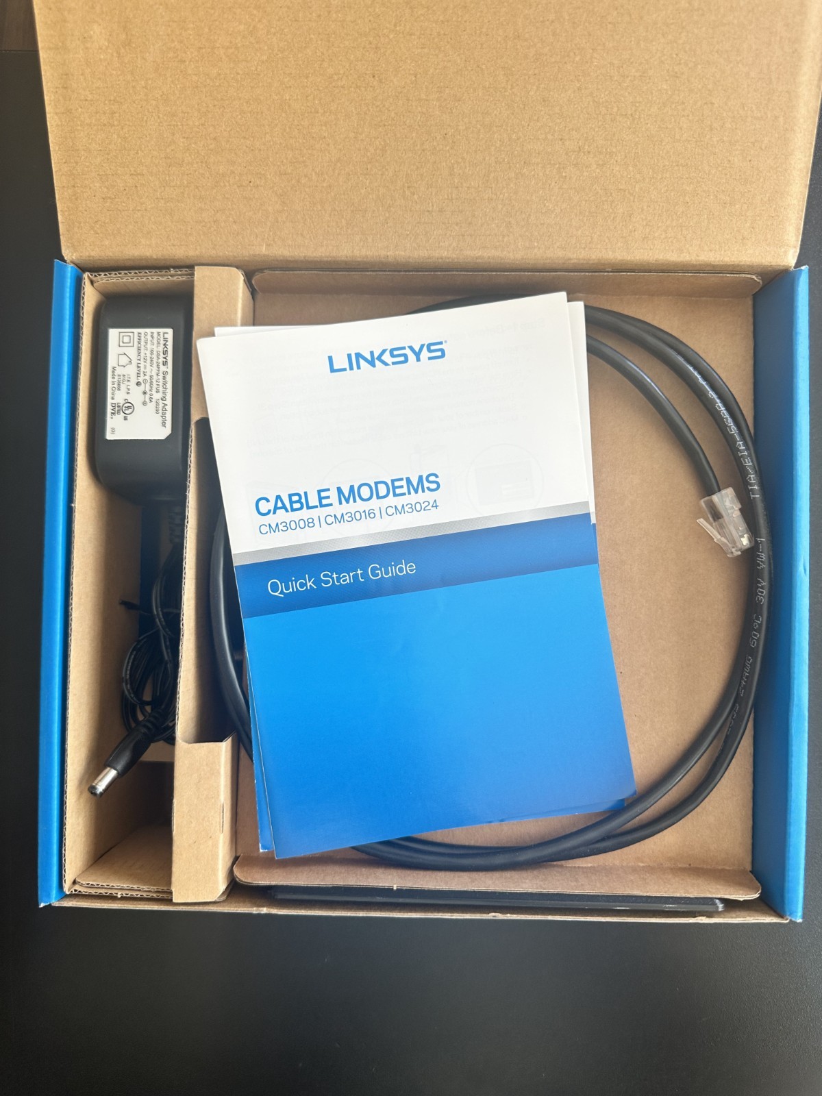 Linksys Modem DOCSIS 3.0 24×8 High Speed Cable Modem CM3024 960Mbps Black