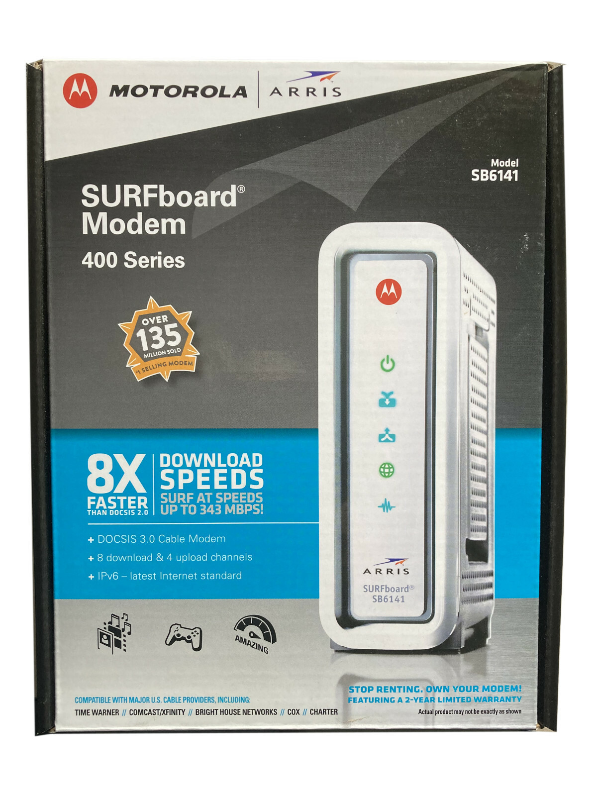 ARRIS SURFboard SB6141 Cable Modem Box with power cord