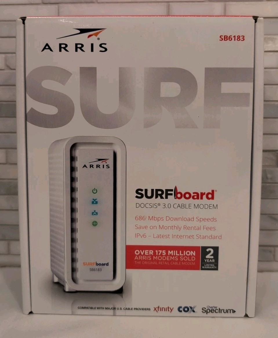 ARRIS SURFboard SB6183 DOCSIS 3.0 Cable Modem 16×4 686Mbps Xfinity Spectrum Cox