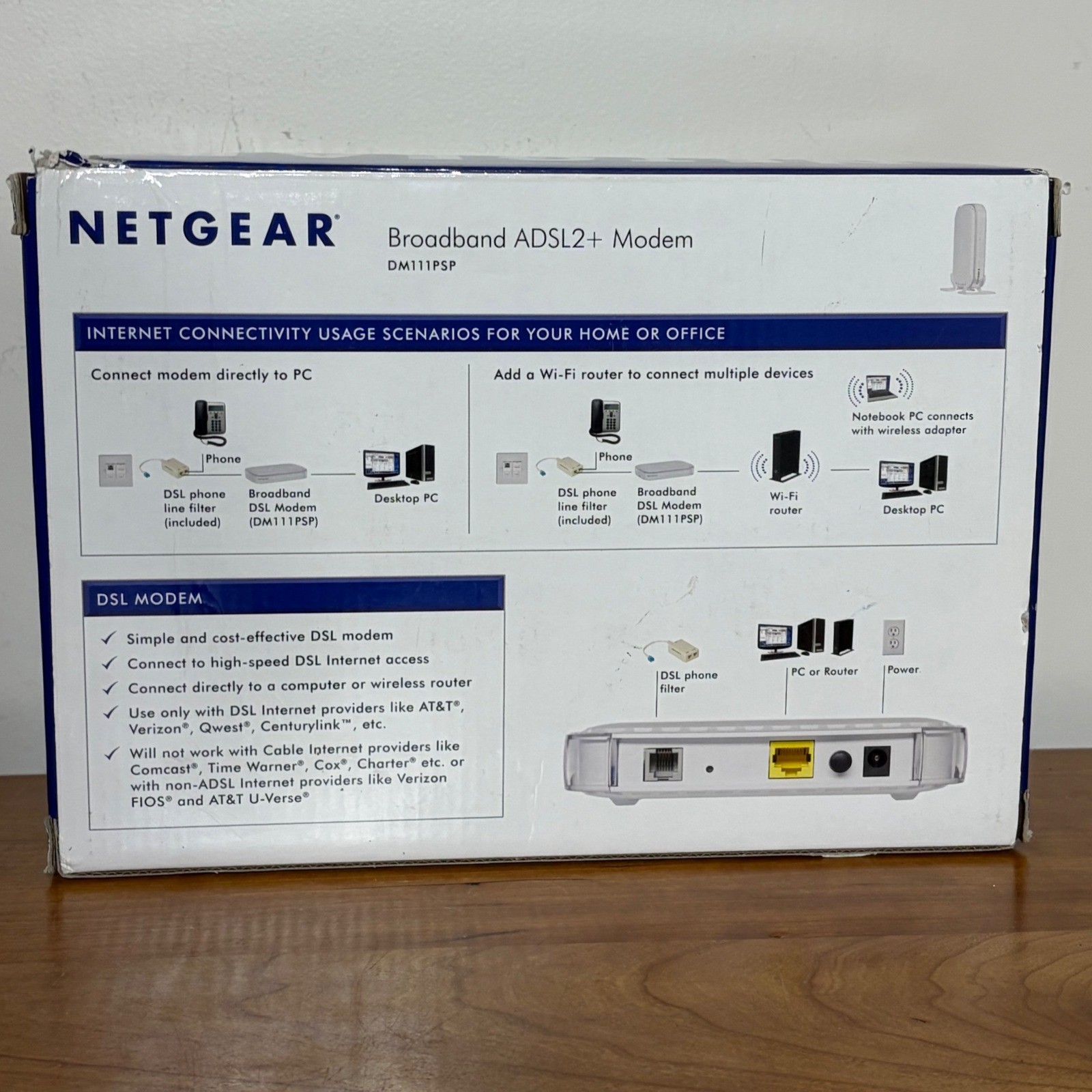 Netgear DM111PSP Broadband ADSL2+ Modem White DSL Internet DM111PSPv2
