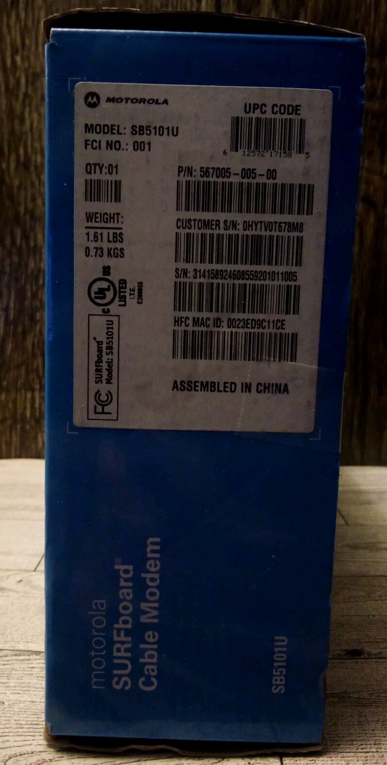 Motorola SURFboard SB5101U Cable Modem High Speed Internet 38.91 Mbps- NIB