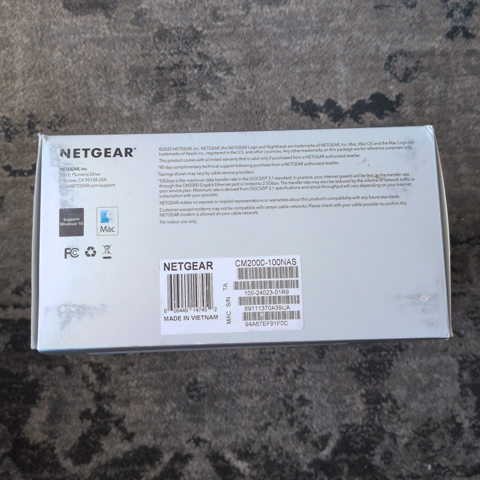NETGEAR Nighthawk CM2000 DOCSIS 3.1 Cable Modem Tested Works Great w/ Power Cord