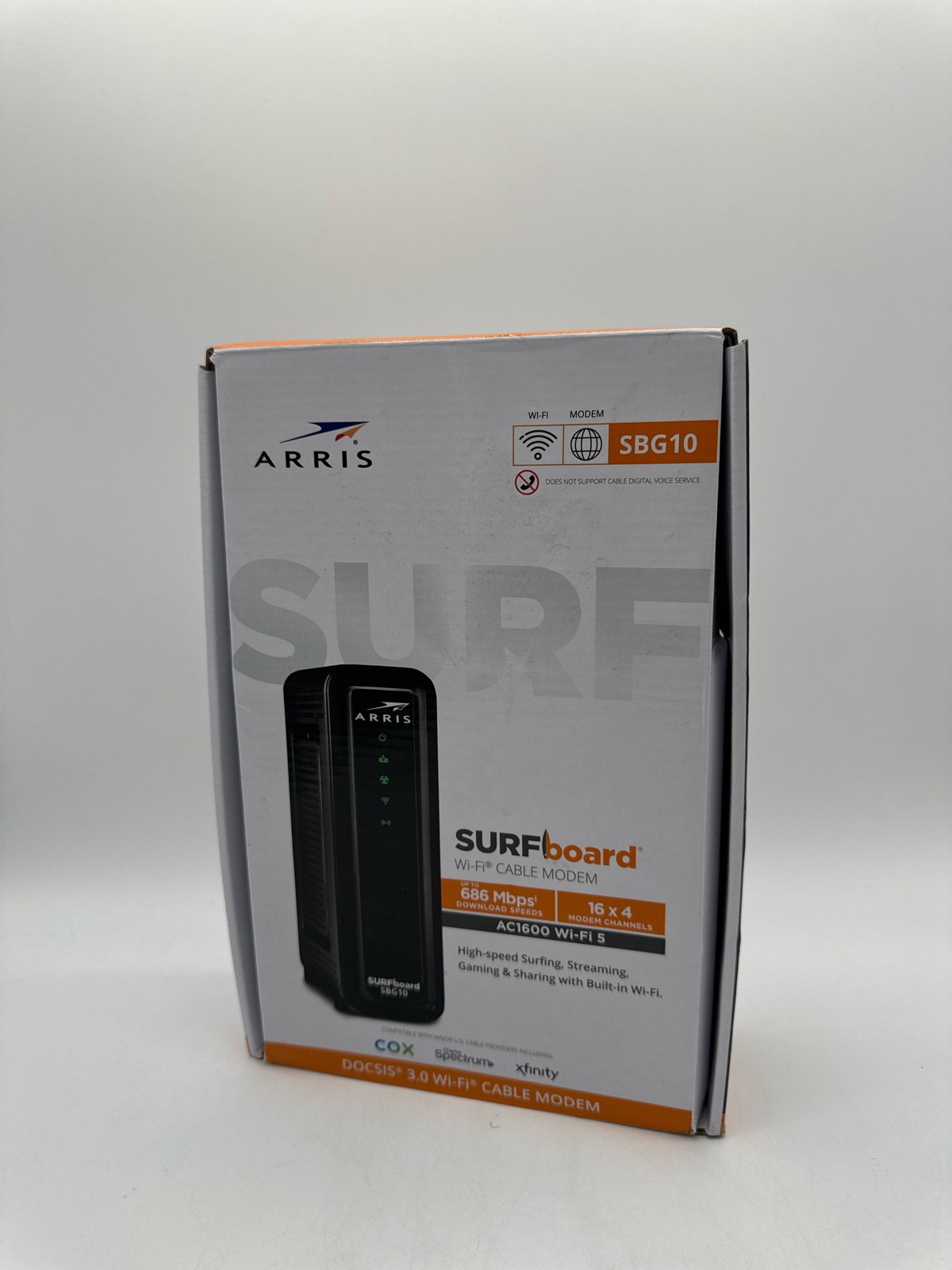 ARRIS SBG10 Cable Modem Router Combo DOCSIS 3.0 Gigabit AC1600 WiFi Black