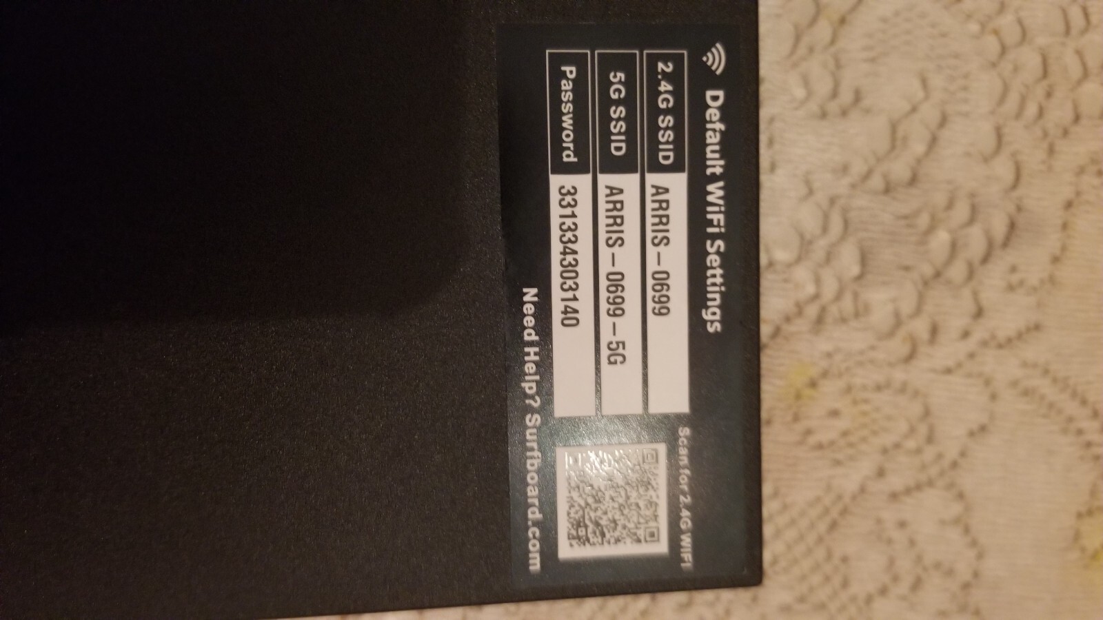 ARRIS SURFboard SBG6950AC2 P/N SBG00DA76950B Cable Modem & Wi-Fi Router – Black