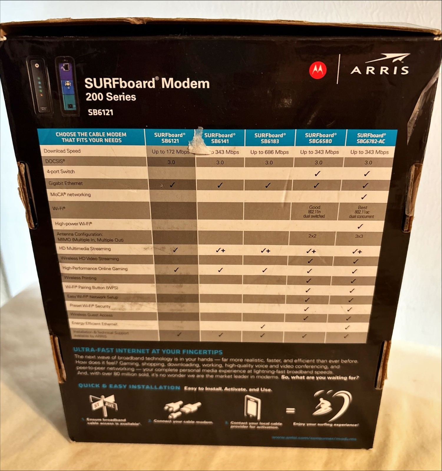 Motorola SURFboard SB6180 200 Series DOCSIS 3.0 Cable Modem