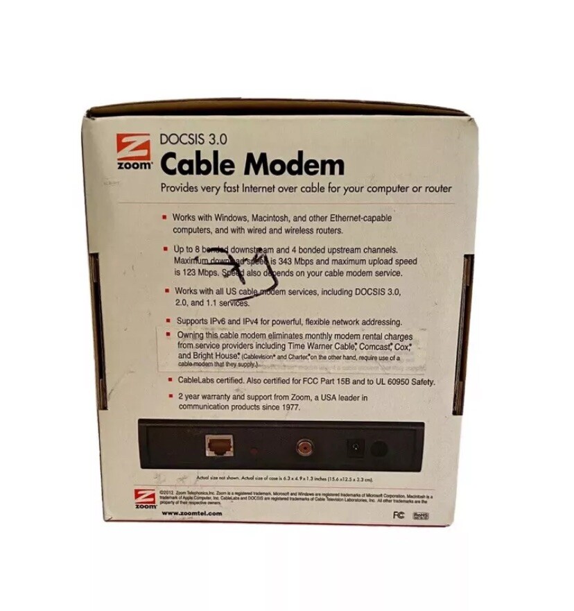 Zoom DOCSIS 3.0 Cable Modem 5341-02-03H New In Box
