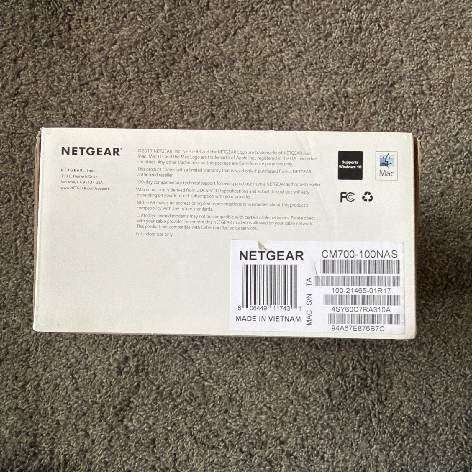 Netgear CM700-100NAS DOCSIS 3.0 High Speed Cable Modem – Open Box New!