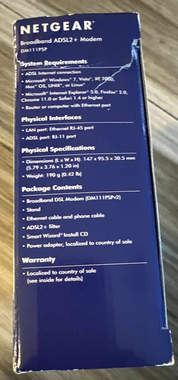NETGEAR DM111PSP-100NAS Wired Single Ethernet Port ADSL2 Plus Modem