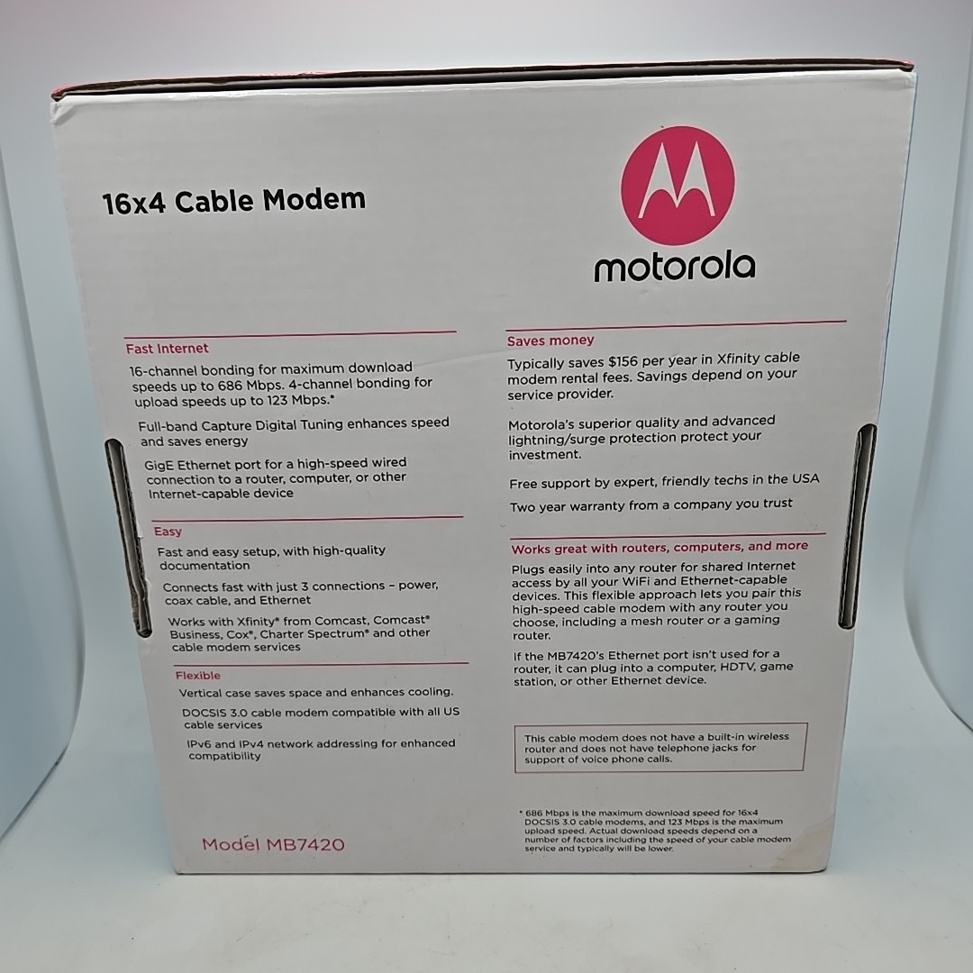 Motorola Cable Modem MB742010 686mbps DOCSIS 3.0 Open Box