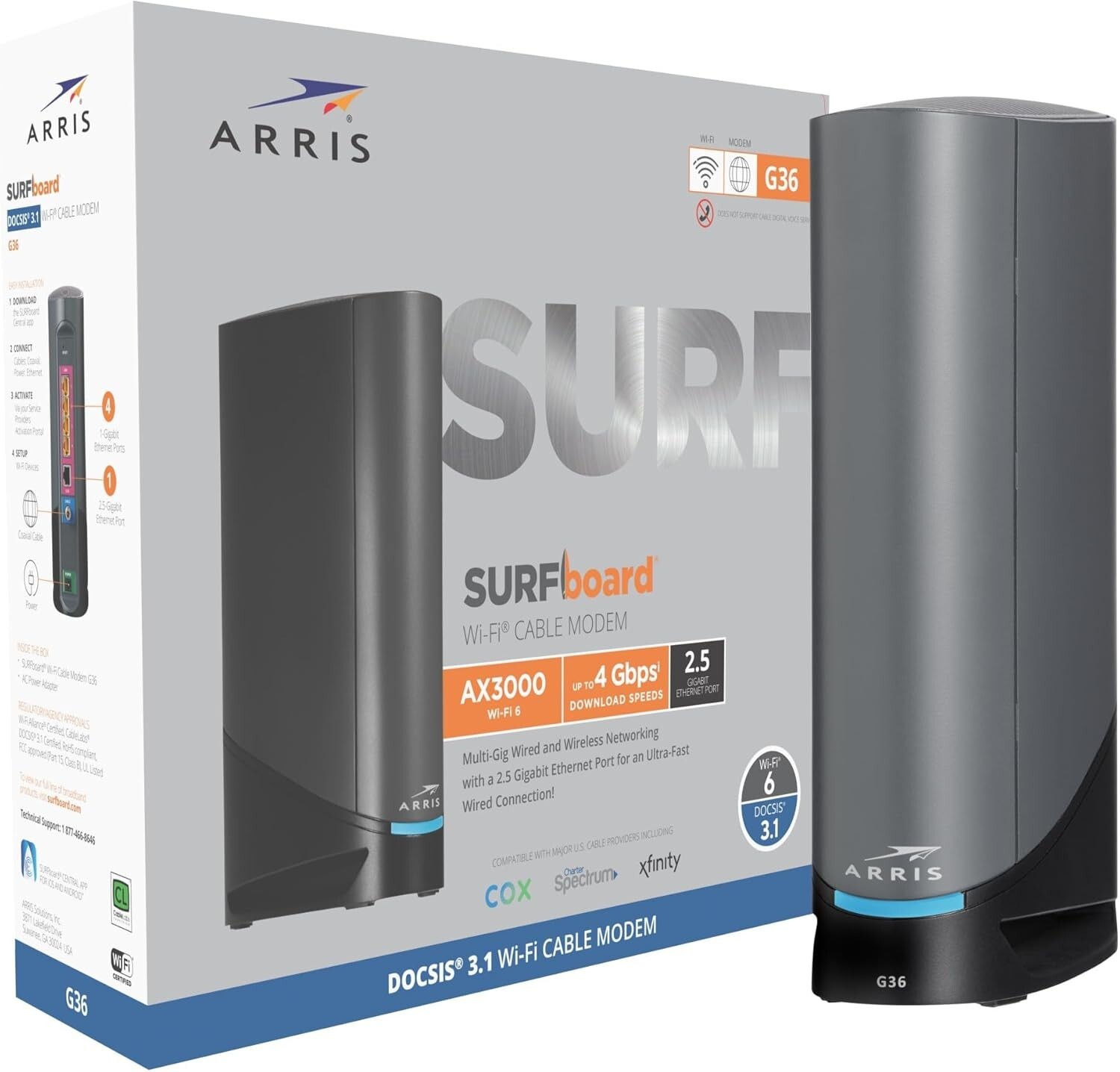 ARRIS G36 SURFboard DOCSIS 3.1 Multi-Gig Cable Modem & Wi-Fi 6 Router Combo